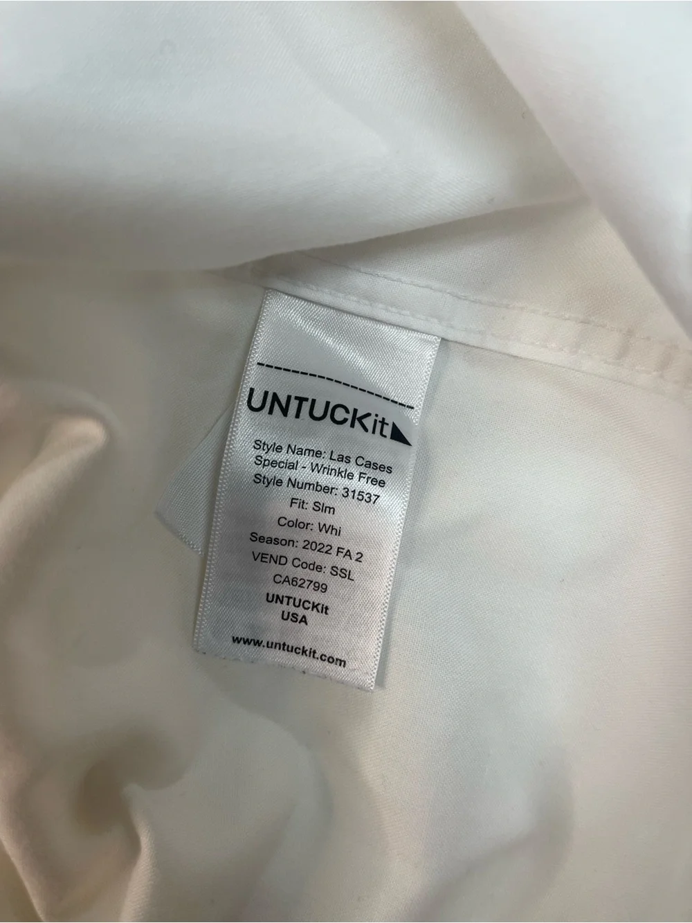 UNTUCKit Las Cases Wrinkle Free Slim Fit Button Down Shirt White Blue